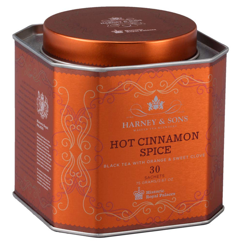 [Australia] - Harney & Sons Hot Cinnamon Spice Tea Tin - Black Tea with Orange & Sweet Clove - 2.67 Ounces, 30 Sachets 30 Count (Pack of 1) 