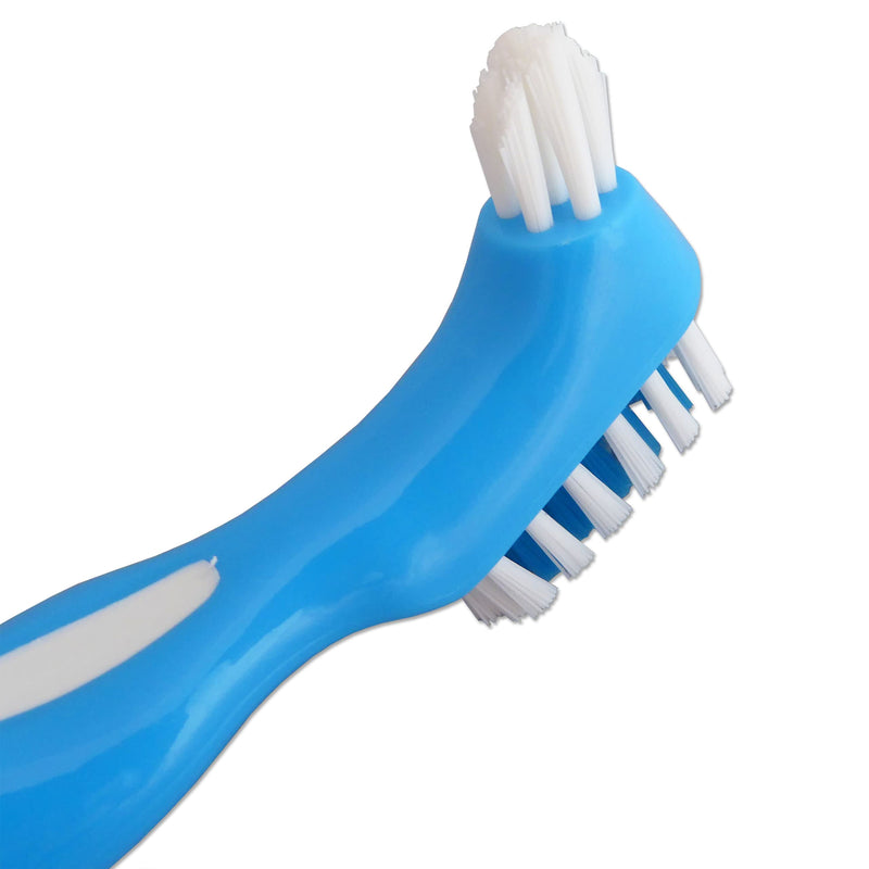 [Australia] - Denture Brush (Set of 2) Blue & White Brushes ~ Easy Grip Handle, Double Bristle Head 