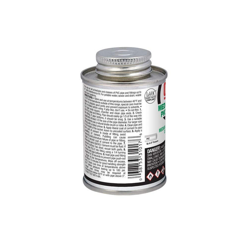 [Australia] - Oatey 31017 PVC Cement, 404 Series, Medium Body, 1/4 Pint Can, 1-Pack, 4 oz, Clear 