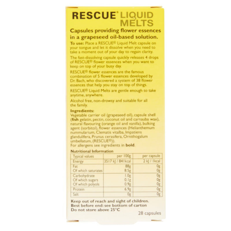 [Australia] - Rescue Remedy Day Liquid Melts, Alcohol Free, Flower Essences, Emotional Wellness and Balance, Travel Size, 28 Fast Dissolving Capsules 