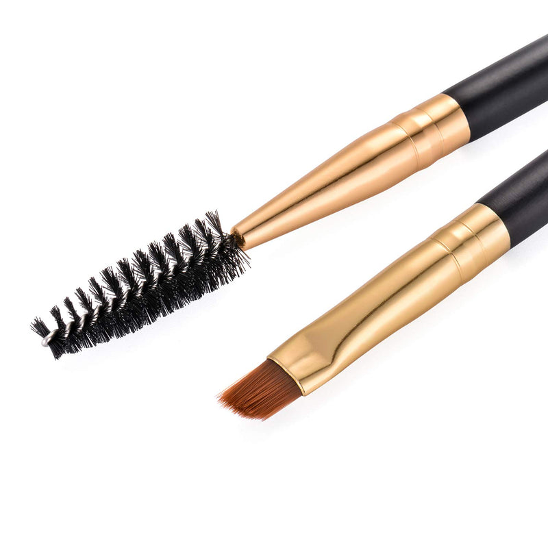 [Australia] - 2pcs Docolor Duo Eyebrow Brush, Professional Eye Makeup Tool, Eyeshadow Brush and Spoolie Brush Black 2pcs black 