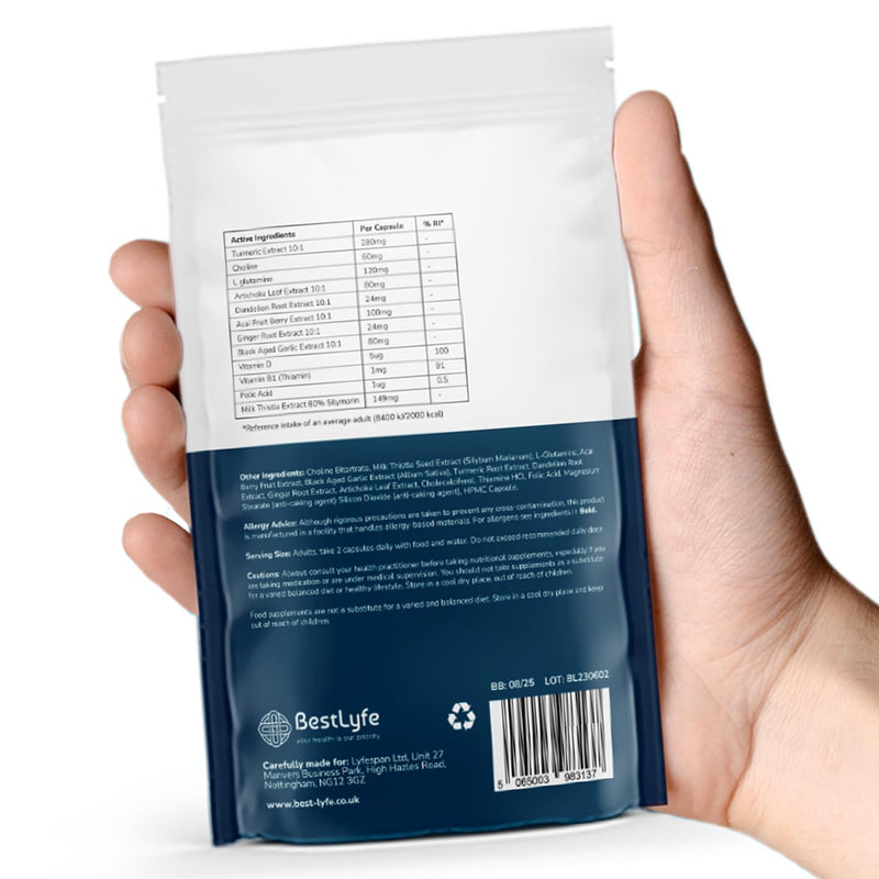 [Australia] - BestLyfe Liver Support + | 60 Capsules | Milk Thistle | Liver Detox | Liver Cleanse | Liver Repair | Liver Supplements | Gall Bladder Support | Brain Function Support | UK Made 