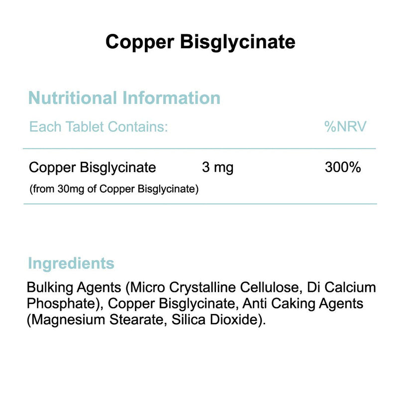 [Australia] - Copper Bisglycinate 3mg x 120 Tablets (Bioavailable Chelated Form) by Phoenix Nutrition 