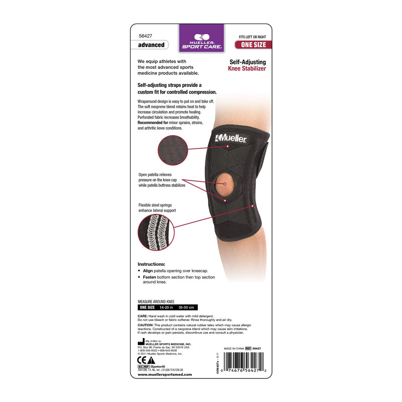 [Australia] - Mueller Sports Medicine Self-Adjusting Knee Stabilizer, For Men and Women, Black, One Size (Pack of 1) 