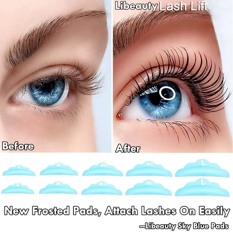 [Australia] - Libeauty Lash Lift Pads，DIY Eyelash Lift Pads，Eyealsh Perm Rods, Lash Lifting At Home 10 Pcs Sky Blue Pads 5 Size SMM1M2L Reusable Soft Silicone Shields 