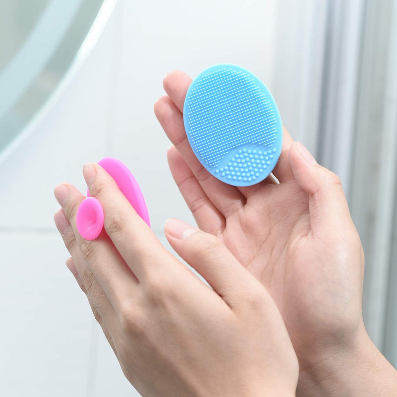[Australia] - Face Scrubber,2 Pack Soft Silicone Scrubbies Facial Cleansing Pad Face Exfoliator Face Scrub Face Brush Silicone Scrubby for Massage Pore Cleansing Blackhead Removing Exfoliating,Cool Gift for Girl Rose Pink+Blue;2 Pack 