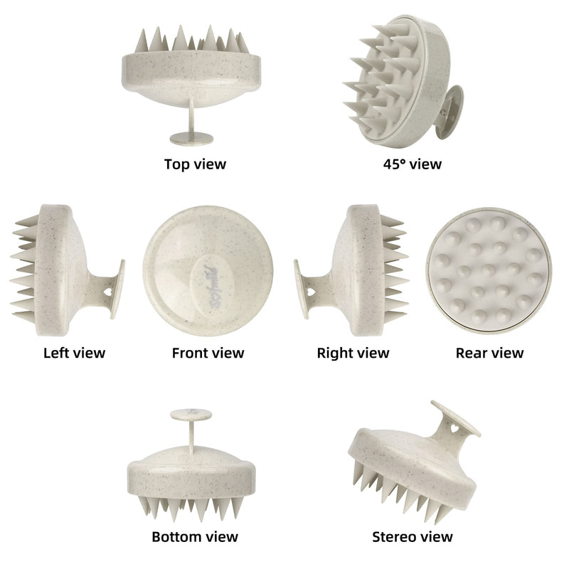 [Australia] - Scalp Massager, Wheat Straw Shampoo Brush Silicone Hair Care Scalp Scrubber Exfoliator Brush for Men Women Kids Pets Wet Dry Curly Straight Thick Thin Long Short Hair, Beige 