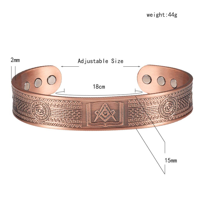 [Australia] - EnerMagiX Copper Magnetic Bracelets for Women Men,99.9% Soild Copper Cuff Bangle Magnetic Bracelet with 2 Strong Magnets,Adjustable Size(CPB-1027) 