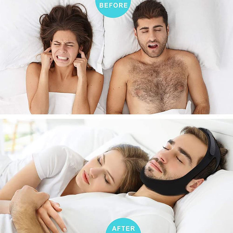 [Australia] - Anti Snoring Chin Strap Comfortable Natural Stop Snore Chin Strap Stop Snoring Solution Chin Strap Effective Snore Stopper Devices Adjustable Snore Reducing Mouth Breathers Sleep Aid for Men Women Black 