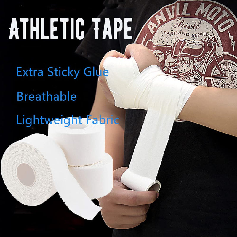 [Australia] - OBTANIM 4 Rolls White Athletic Sports Tapes No Sticky Residue - Latex Free Breathable Sports Tape for Athlete & Medical Trainers Gym Fitness Running Tennis Football, 2 Inch x 15Yard 