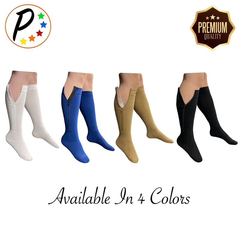[Australia] - Presadee Premium Navy 20-30 mmHg Firm Compression Leg Swelling YKK Zipper Socks (Closed Toe, 5) Closed Toe 