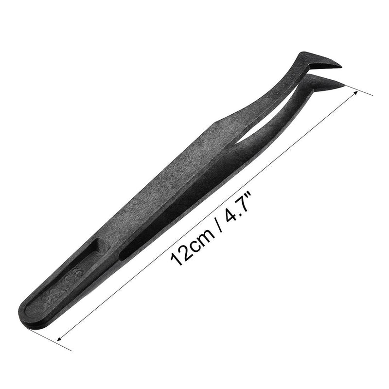 [Australia] - sourcingmap Plastic Anti-Static Tweezers, Precision Curved Tip for Jewelry Craft DIY Beauty Electronics Repair Tool Black 10 Pcs 