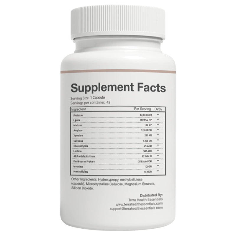 [Australia] - Terra Health Essentials® Digestive Aid | Reduce IBS | Amylase, Protease & Glucoamylase (1 Bottle, 30 Capsules) 1 