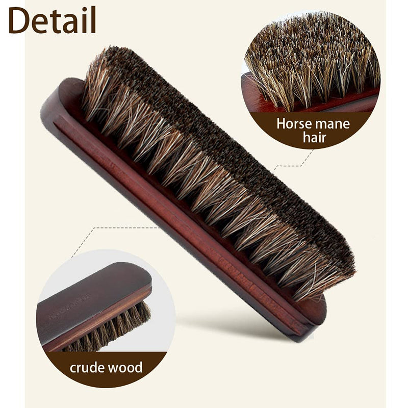 [Australia] - Long Bristle Horse Hair Leather Cleaning Brush, with Shoeshine Gloves Cleaner Leather Care Tools(Red) 