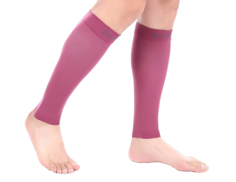 [Australia] - Doc Miller Calf Compression Sleeve Men and Women - 15-20mmHg Shin Splint Compression Sleeve Recover Varicose Veins, Torn Calf and Pain Relief - 1 Pair Calf Sleeves Maroon Color - Medium Size 