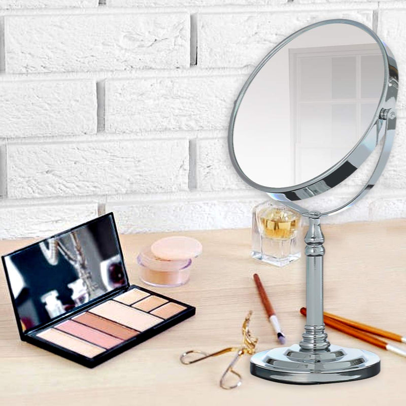 [Australia] - NAYSAYE 6 Inch Tabletop Vanity Mirror with 3X Round Magnification Two Sided Swivel 11 Inch Height Magnifying Makeup Mirror Medium 