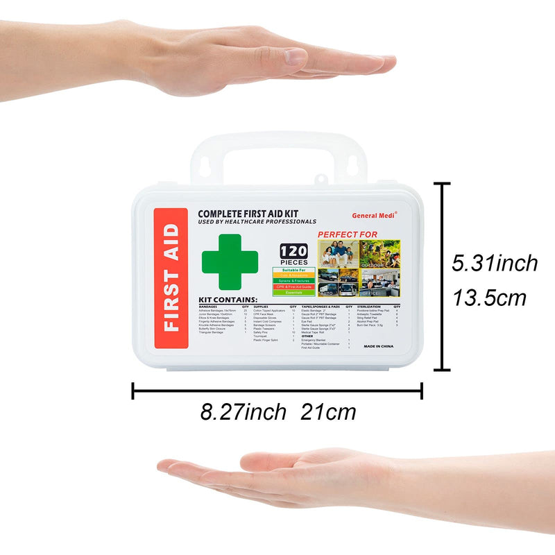 [Australia] - 120 Pieces Hardcase First Aid Kit - Includes Instant Cold Pack, Emergency Blanket for Travel, Home, Office, Vehicle, Camping, Workplace & Outdoor 
