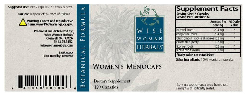 [Australia] - Wise Woman Herbals – Women’s Menocaps – 120 caps - All-Natural Menopause and Puberty Supplement - for Hot Flashes, Mood Swings and Night Sweats During Menopause, Promotes Emotional Balance 