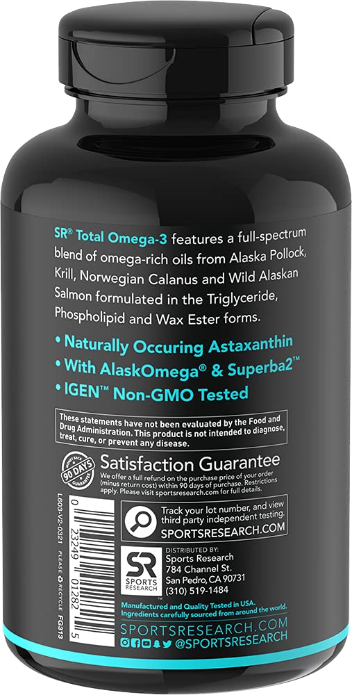 [Australia] - Total Omega-3 Fish Oil from Wild Sockeye Salmon, Alaskan Pollock, Antarctic Krill Oil, Astaxanthin + Phospholipids & Wax Esters for Better Absorption | 960mg of EPA & DHA Fatty Acids (120 Softgels) 