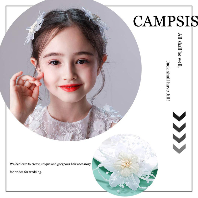 [Australia] - IYOU Floral Princess Headpiece Flower Wedding Hair Clip White Flower Frist Communion Hair Accessories for Flower Girls and Bridesmaid 