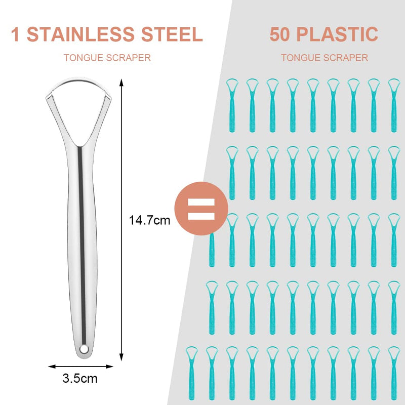 [Australia] - ACWOO Tongue Scraper, 2 Pack Stainless Steel Tongue Cleaners, Tongue Cleaner Tool for Oral Hygiene, Fresh Breath, and Reduce Bad Breath, Reusable Tongue Scrapers for Adults Silver 