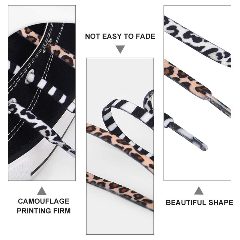 [Australia] - KESYOO 3 Pairs Animal Print Shoelaces Zebra Cow Leopard Shoe Tie Polyester Flat Shoelaces for Casual Canvas Sports Shoes 