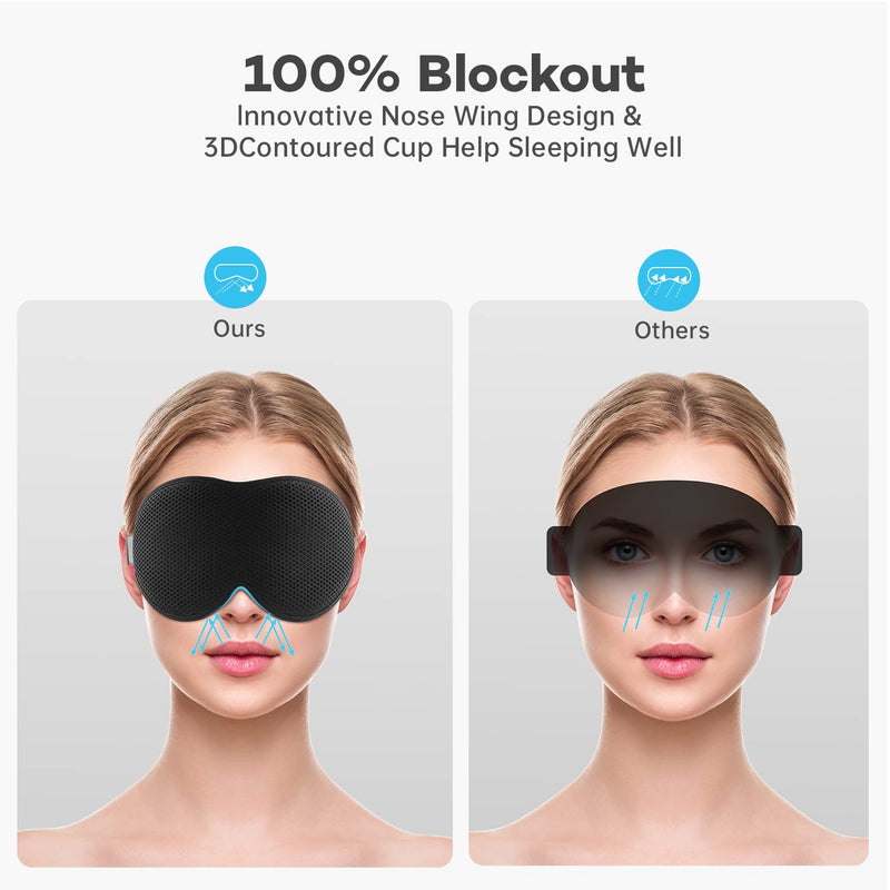 [Australia] - onaEz Sleep Masks, Total Block Light Mesh 3D Sleep Mask for Women Men, Sleep Eye Mask Blindfold with Breathable Soft Milk Ice Silk Fabric & Mesh Vents, Adjustable Strap 3D Contoured Eye Cover 