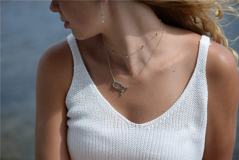 [Australia] - Sterling Silver Zodiac Necklace Constellation Jewelry Birthday Gift Sorority Sister Gift Gemini [May 21 - Jun 20] 