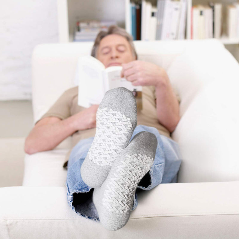 [Australia] - Non-Skid Diabetic Crew Socks, Non Binding Top Therapeutic Cotton Gripper Socks Black - 3 Pairs Medium: US Men 9-11.5/Women 11-13 