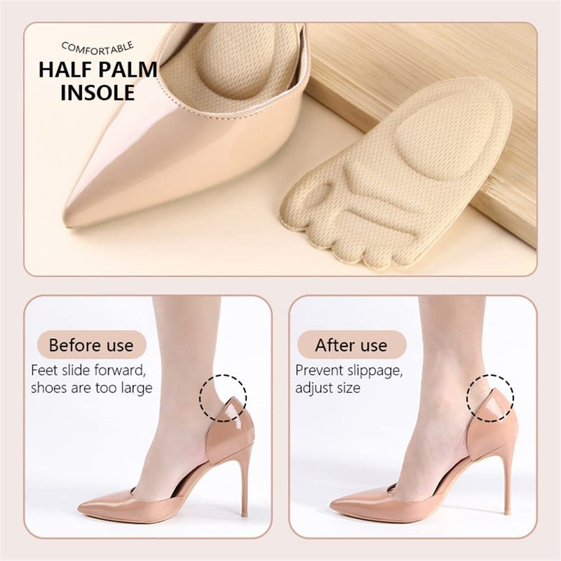 [Australia] - Metatarsal Pads for Women Forefoot High Heels Shoes Insoles Thickened Anti-Sliding Pads Shock Cushioning Foot Pad Shoe Inserts 4 Pairs（Black + Beige） 