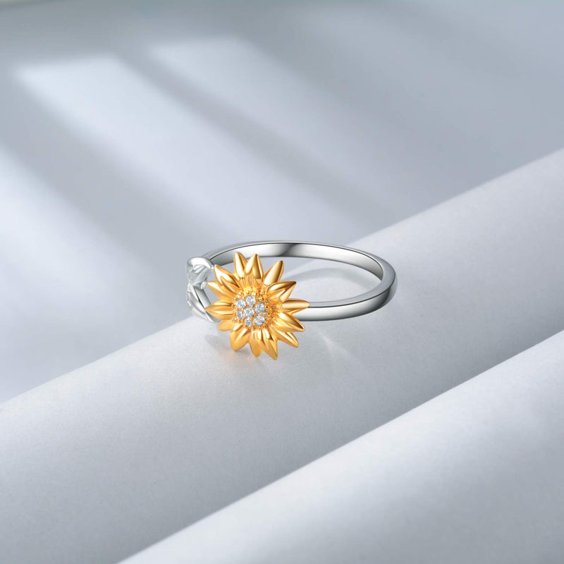 [Australia] - POPLYKE Sterling Silver Sunflower Jewelry Series for Women Girls You are My Sunshine Sunflower rings 