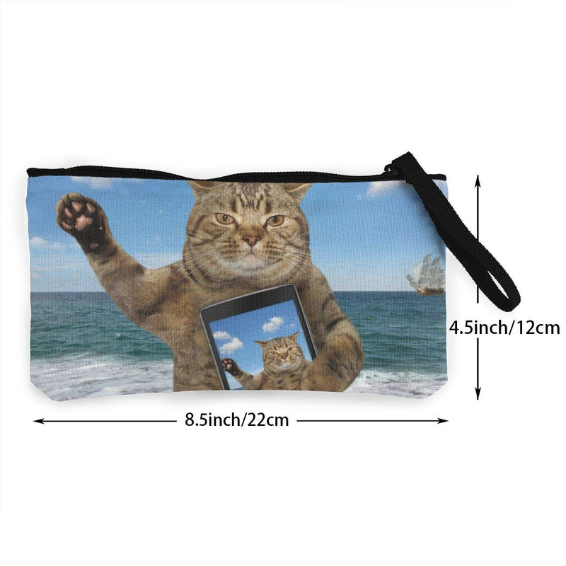 [Australia] - Cosmetic Toiletry Sandy Beach Selfie Cat Makeup Bag For Women Men Travel Bag 