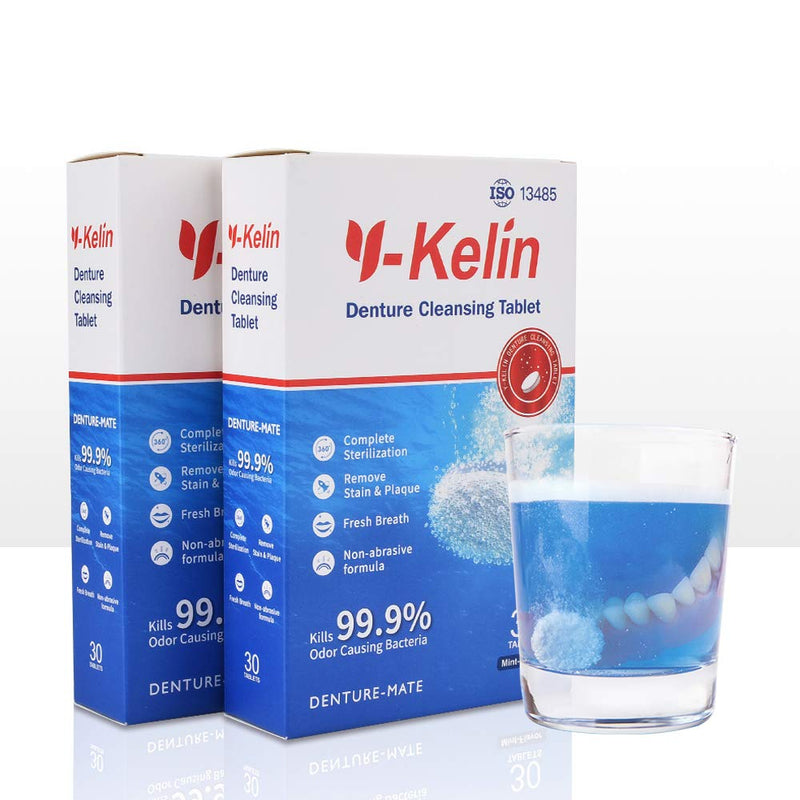 [Australia] - Y-Kelin 60 Tablets Denture Cleansing Tablets for Overnight Dental Prosthesis (60 tabs) 60 Count (Pack of 1) 