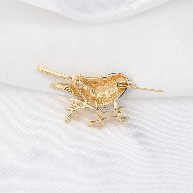 [Australia] - bobauna Gold Tone Enameled Sparrow Bird Branch Animal Brooch Pin for Women Girls sparrow bird brooch 