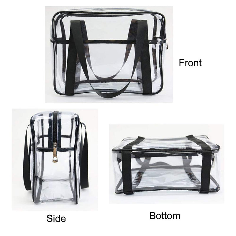 [Australia] - ONEGenug Clear Cosmetics Bag Transparent Tote Bag Thick PVC Zippered Toiletry Carry Pouch Waterproof Makeup Artist Large Bag Diaper Shoulder Bag Beach Bag 