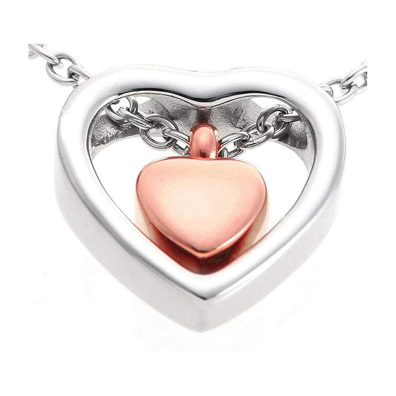 [Australia] - SexyMandala Love Heart Double Urn Necklace for Ashes Urn Jewelry Memorial Keepsake Pendant 