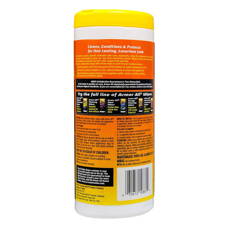 [Australia] - Interior Cleaner Car Leather Wipes by Armor All, For Cleaning Cars, Trucks and Motorcycles, 20 Count Old Style (20 Count) 