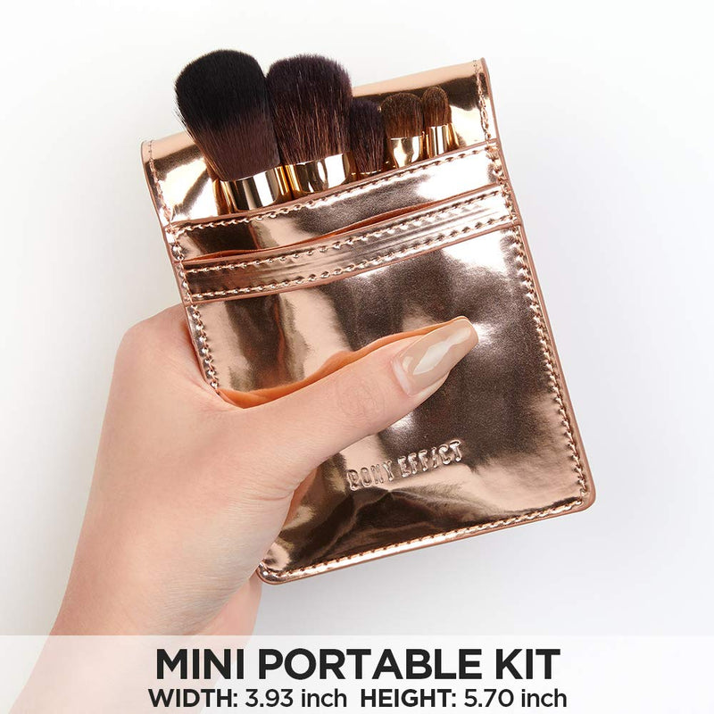 [Australia] - PONY EFFECT Mini Makeup Brush Set 3.4oz | 5 Must-Have Brush Set with Travel Pouch | K-beauty 