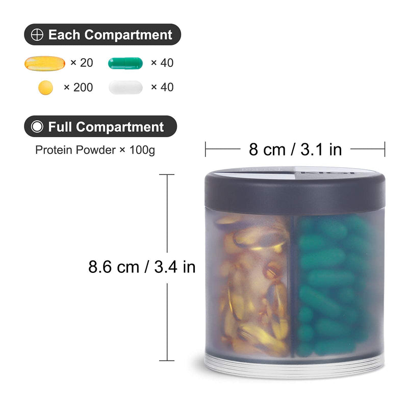 [Australia] - Large Capacity Pill Box Organiser 4 Compartments - Round Monthly Pill Bottle 1 Day 4 Times Medication Organiser for Vitamin Fish Oil - 100% Airtight Transparent/Gray 