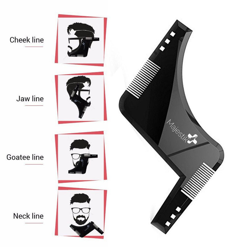 [Australia] - The Beard Styling Template- Stencil for Men - Lightweight and Flexible - One Size Fits All - Curve Cut, Step Cut, Neckline & Goatee Beard Shaping Tool in Black 