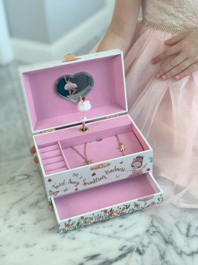 [Australia] - The Memory Building Company Musical Ballerina Jewelry Box for Girls & Little Girls Jewelry Set - 3 Dancer Gifts for Girls… White 