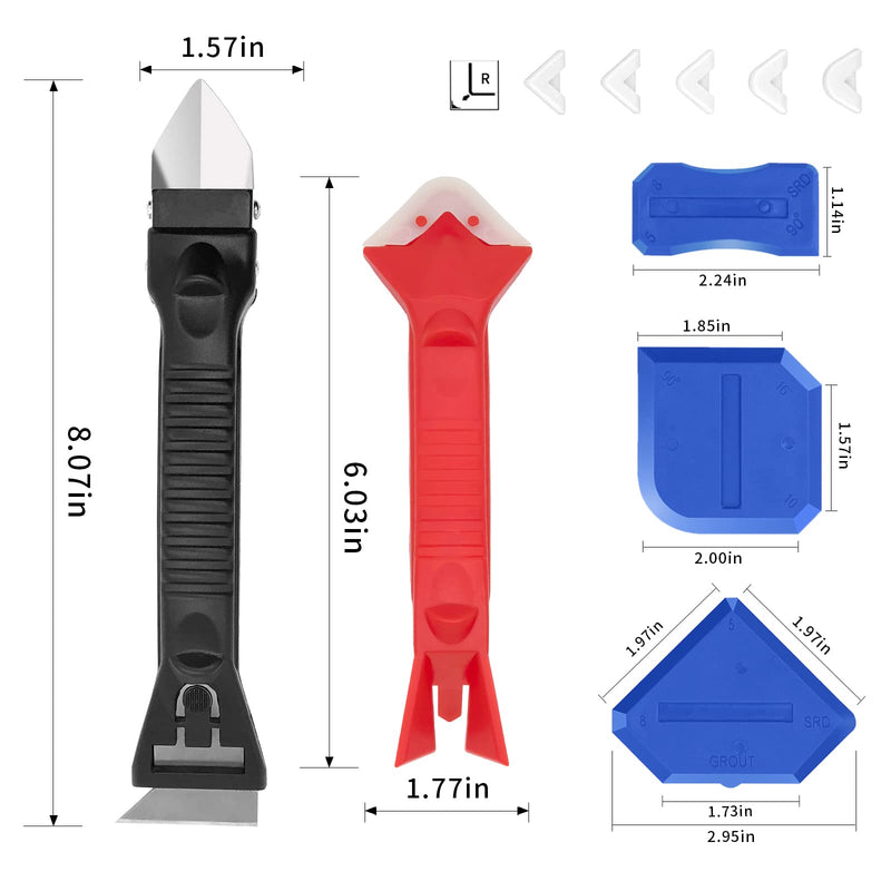 [Australia] - Caulking Tool-Silicone Caulk Removal Tool Kit Caulk Grout Remover Scraper(Stainless Steel Head) For Kitchen Bathroom And Window(10pcs) 10Pcs 