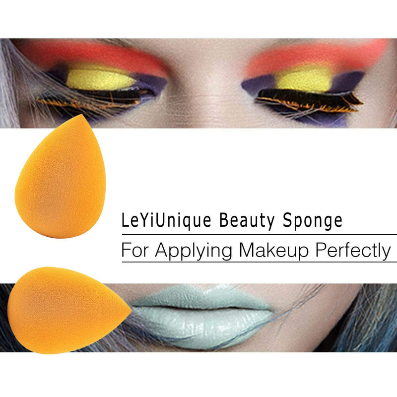 [Australia] - LeYiUnique Beauty Sponge Makeup Sponges Blender Latex-free Vegan, Soft Sponge Blender Foundation Blending for Liquid, Cream, Powder, Orange - Set of 4 - Pcs 
