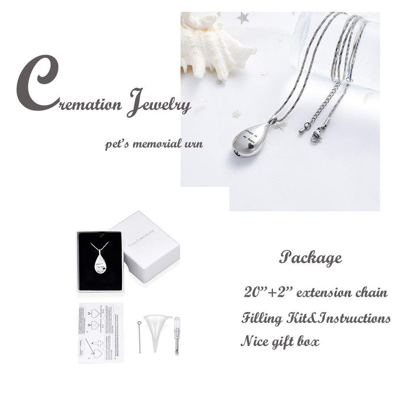 [Australia] - Carved Teardrop Keepsake Ashes Necklace Urn Pendant Cremation Memorial Jewelry Always in my heart 