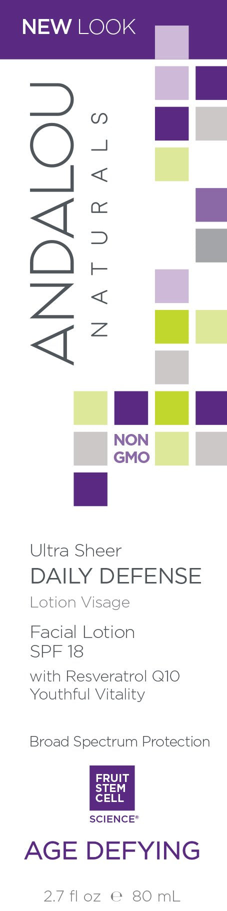 [Australia] - Andalou Naturals Ultra Sheer Daily Defense Facial Lotion, SPF 18, 2.7 oz, with Resveratrol CoQ10 and Antioxidants, Lightweight, Hydrating Facial Moisturizer 