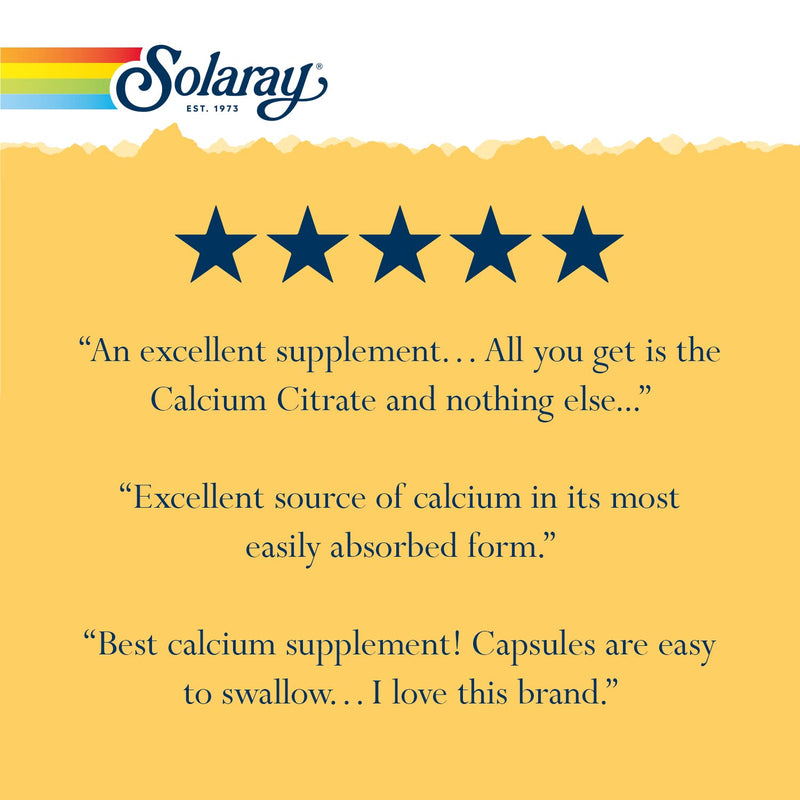 [Australia] - Solaray Calcium Citrate 1000mg, Chelated Calcium Supplement for Bone Strength, Healthy Teeth & Nerve, Muscle & Heart Function Support, Easy to Digest, 60-Day Guarantee, Vegan, 30 Servings, 120 VegCaps 120 Count (Pack of 1) 