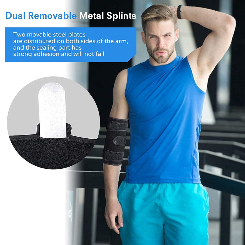 [Australia] - Elbow Brace, Elbow Support, Night Elbow Sleep Support, with 2 Removable Metal Splints, for Sprained Elbows, Tendonitis, Arthritis, Elbow Immobilized, Sports Injury Recovery 