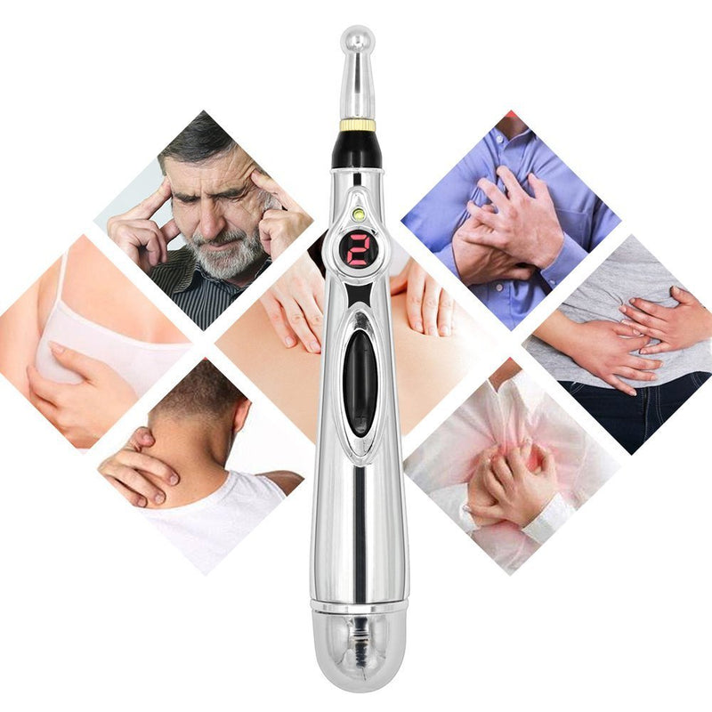 [Australia] - Electronic Acupuncture Pen with 3 Different Heads, Electric Meridian Energy Body Massager Pain Relief Therapy Instrument 