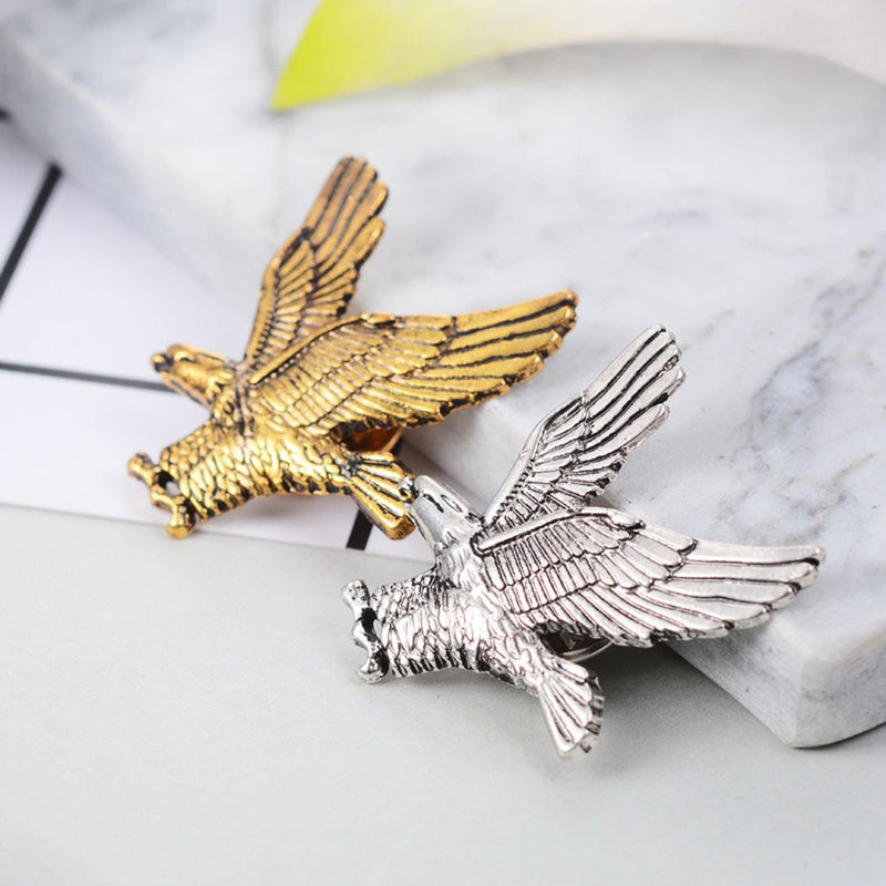 [Australia] - MINGHUA Gold Silver Flying Eagle Brooch Pins for Men Golden 