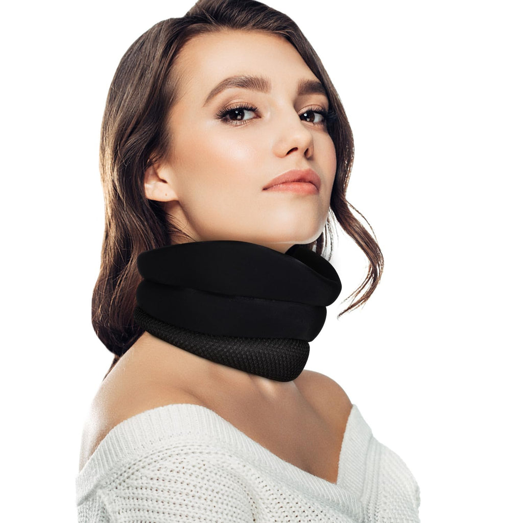 [Australia] - Soft Foam Neck Support, Black Cervical Collar for Neck Pain Relieves Pain & Pressure Neck Brace for Neck Pain and Support for Neck Support(Free Size) 